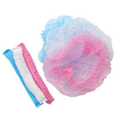 Blue White Pink Surgical Non-Woven Hat Single Double Elastic Nurse Non Woven Strip Mobcap Hairnet Disposable Clip Cap