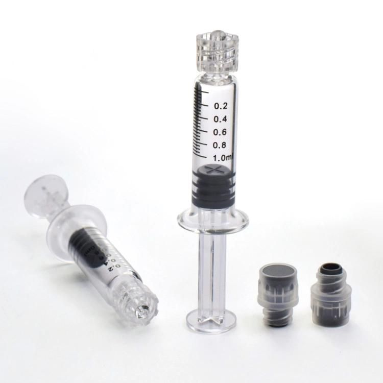 Wholesale 1ml Oil Gold Color Metal Plunger Glass Syringe for Thc Weed Cosmetic Distillate Custom Logo