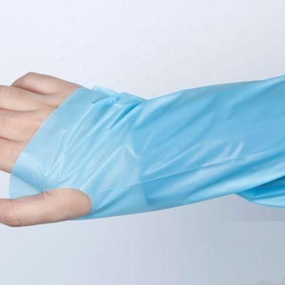 Disposable CPE/PE Blue Waterproof Surgical Isolation Hospital Thumb Loop CPE Gown