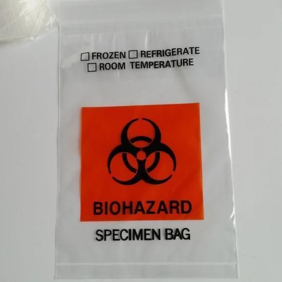 3/4layers 95kpa Laboratory Plastic Zip Lock Biohazard Specimen Transport Bags