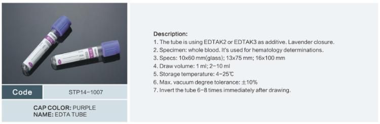 Disposable EDTA Blood Collection Tube