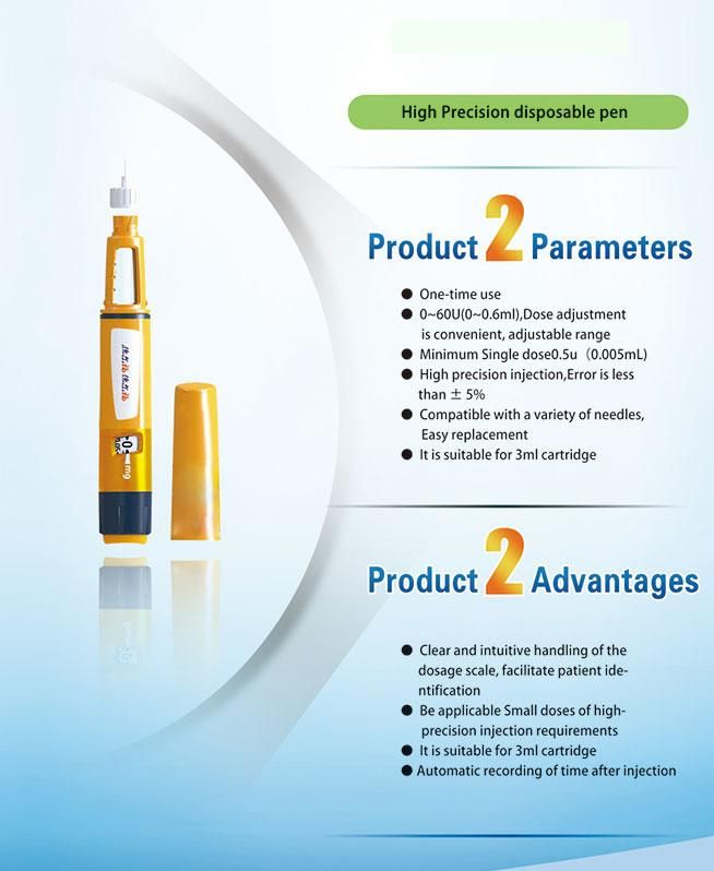 Disposable Insulin Pen for Diabetes Treatment- Intramuscular Injection- Insulin Syringe
