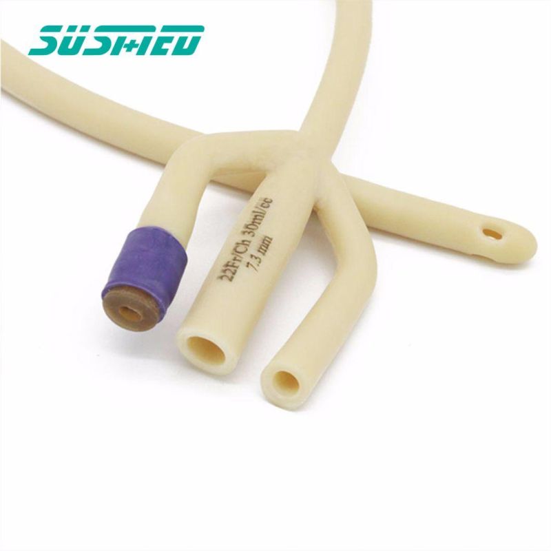 Surgical Three Way Latex Foley Catheter with Balloon Ureteral / Urinary Catheter