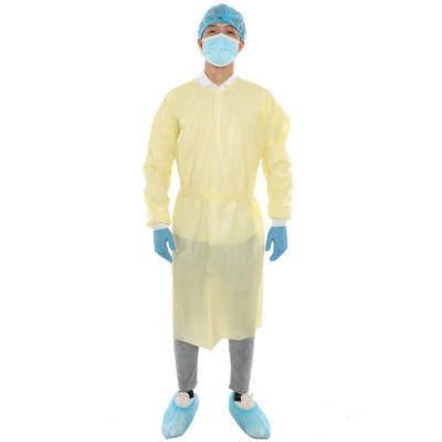PPE Isolation Gown Non Sterile PP PE Surgical Hospital Medical Waterproof Protective Disposable Gown