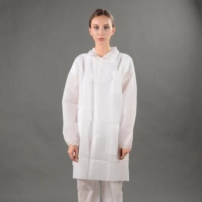 Breathable Disposable Lab Coats, SBPP SMS Microporous Lab Coat for Clean Room