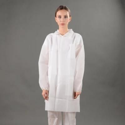 Breathable Disposable Lab Coats, SBPP SMS Microporous Lab Coat for Clean Room