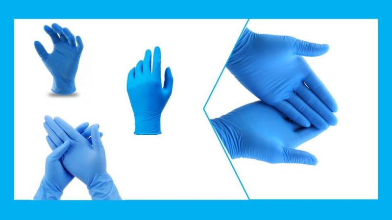 High Quality China Wholesale Blue Disposable Nitrile Examination Gloves for Safety