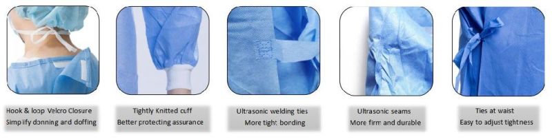 Disposable Level4 SMS Surgical Gown 35g SMMS Ultrasonic Waterproof Breathable Surgical Gown