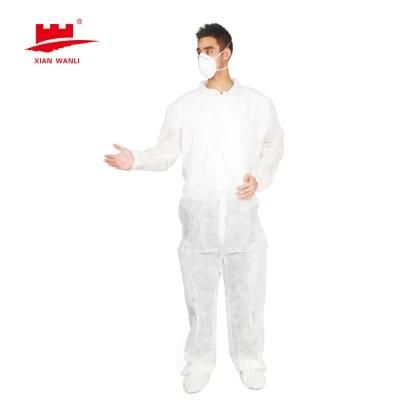 White Color PP/SMS Material Disposable Chemistry Lab Coats Protective Workwear