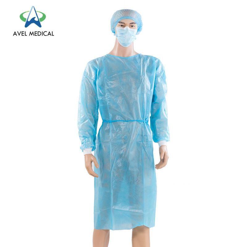 AAMI Level 2 SMS Non-Wove Disposable Protective Surgical Gown for Doctor/Surgeon/Patient/Visitor/Hospital with Knit Cuff