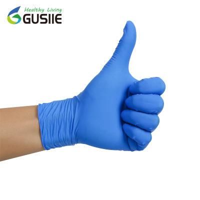 Gusiie High Quality Blue Nitrile Disposable Medical Examination Large Gloves