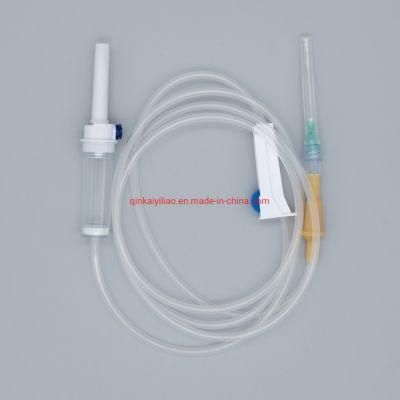 Disposable Infusion Set Vented Drip Chamber with Fliter, 1.5m Tubing, Luer Slip with Needle