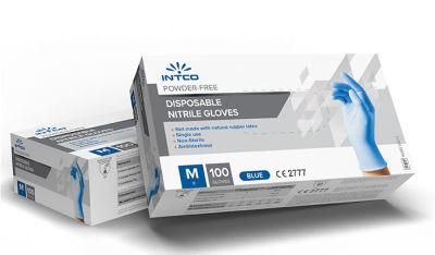 Disposable Medical Surgical Blue Nitrile Latex Free Powder Free Examination Gloves Medical Gloves Boxes Intco Nitrile