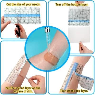 4 Rolls Transparent Stretch Adhesive Bandages Waterproof Clear Bandage Protective Adhesive Bandages Dressing Tape (2 Inch X 5.47 Yard)