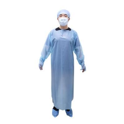 Blue Disposable CPE Apron Waterproof Protective Open Back CPE Gown Isolation