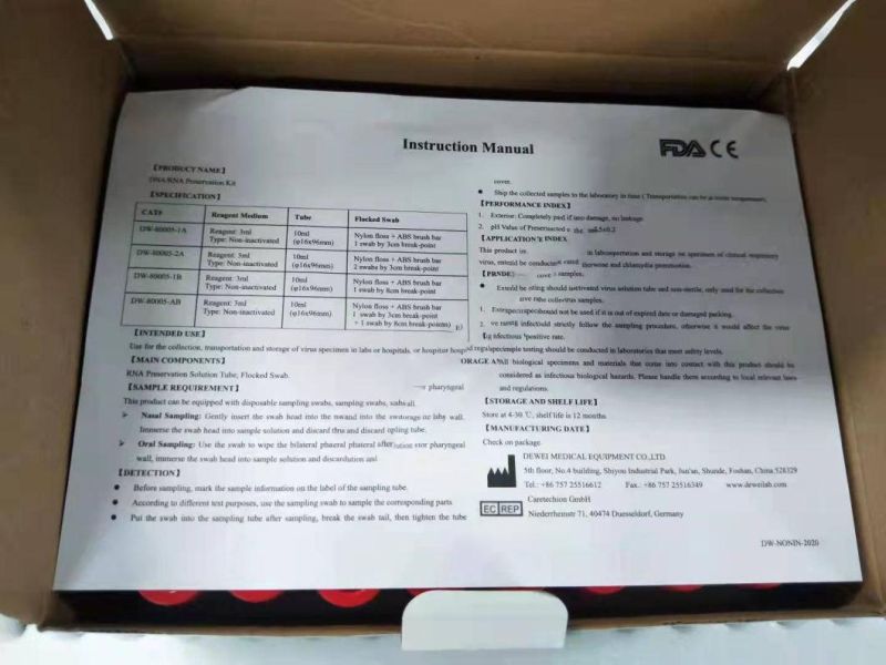 Vtm Virus Specimen Collection Tube Plastic Sample Test Tubes