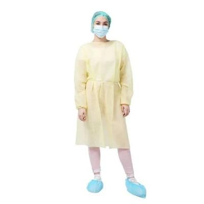 Disposable Blue Non Woven Elastic and Knitted Cuffs Isolation Gown