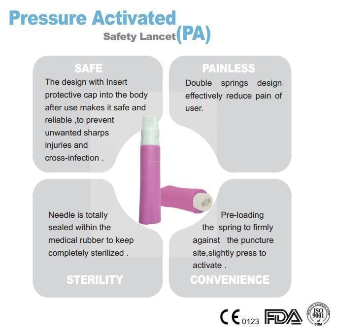 Medical Use Safety Blood Lancet with Double Spring Double Protection