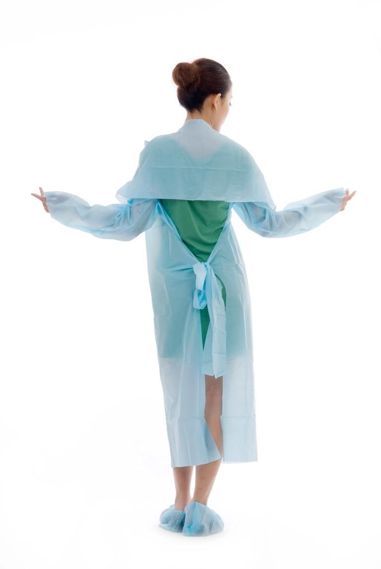 Waterproof Disposable Medical Use CPE Gown with Thumb Loop Cuffs Design Disposable Protective CPE Gown