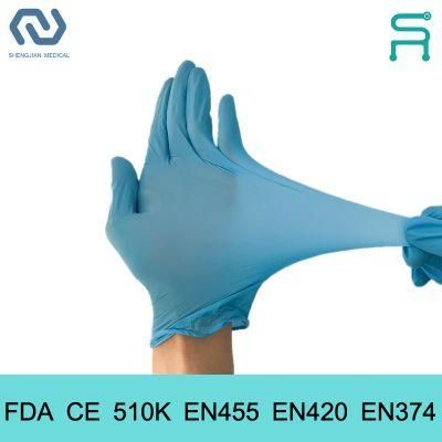510K En455 En420 Disposable Nitrile Examination Gloves for Hospital Chemical Lab Use