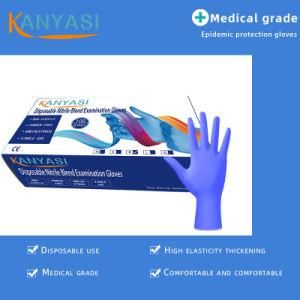 En455 CE Wholesale 9inch Disposable Medical Blue Nitrile PVC Blend Examination Gloves Manufacturer for Europe