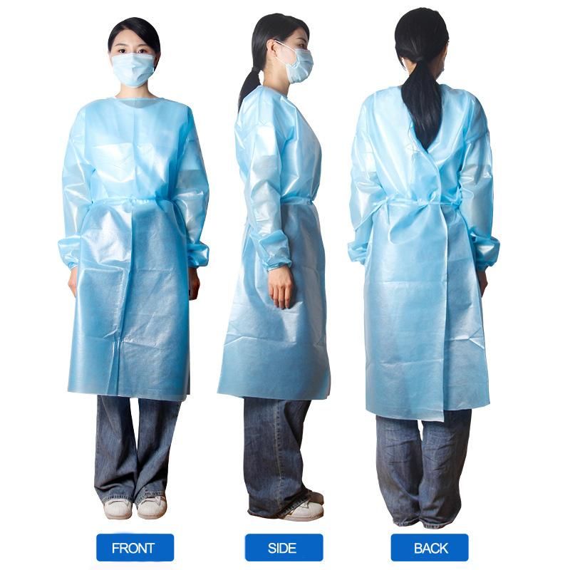 Disposable Non-Woven Elastic Cuff PP 25GSM Isolation Gown Protective Clothing