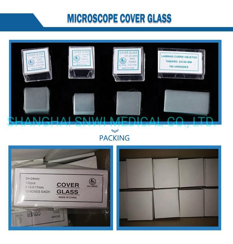 CE/ISO Approved Laboratory Disposable Microscope Cover Slide Glass