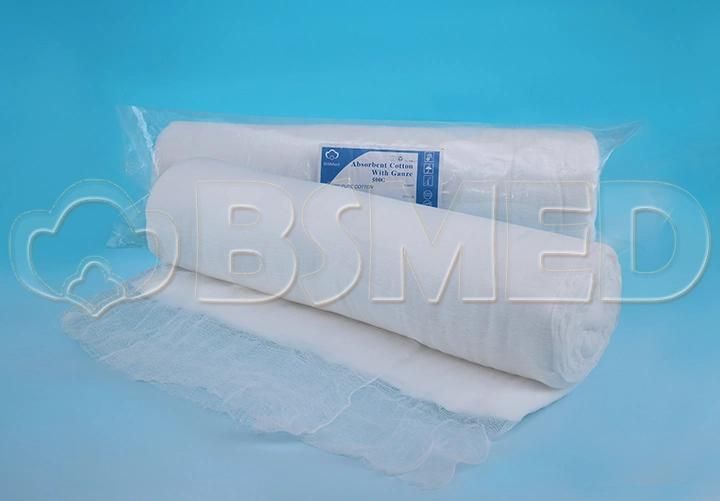 Factory Wholesale of 100% Cotton Medical Cotton Wool Roll with Gauze