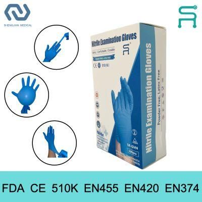 High Quality 510K En455 Disposable Nitrile Examination Gloves with Free Sample