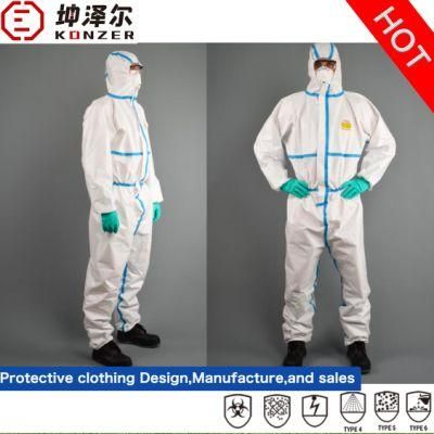 ISO13485 En14126 Disposable Coverall Nurse Doctor Hospital Anti Virus Uniform Isolation Surgical Protective Suit