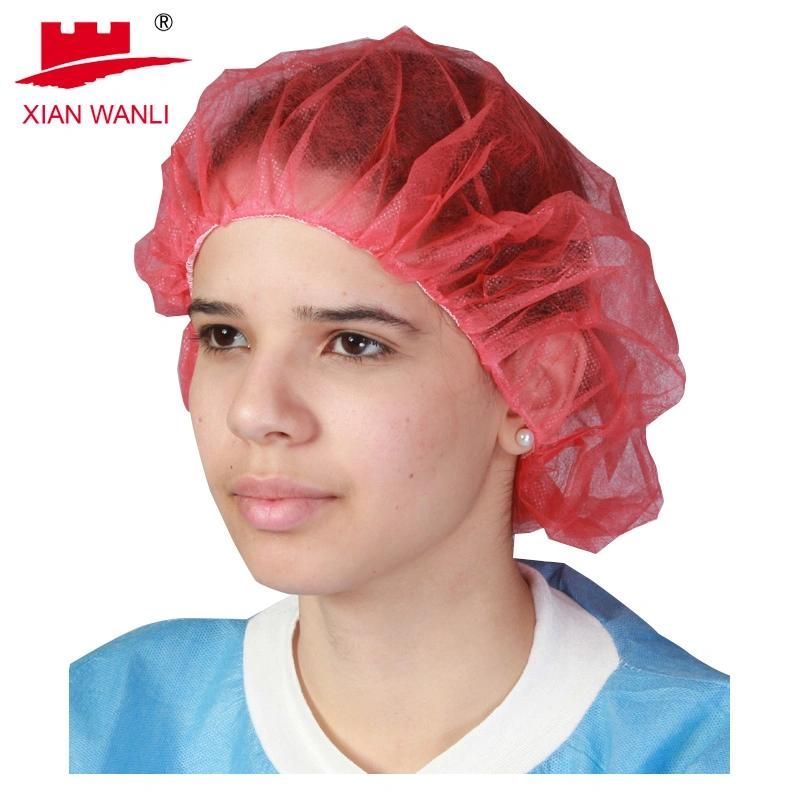 Disposable Nonwoven Clip Bouffant Cap with Elastic Band for Industry