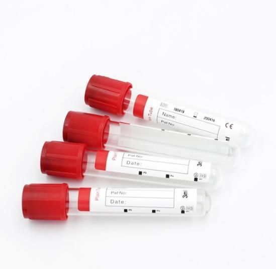 Manufacturer Medical Supply Serum Red Cap 2-10ml Disposable Vacuum Blood Collection Tube with ISO CE