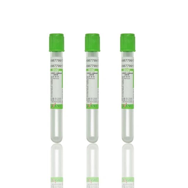 Gel & Lithium Heparin Green Disposable Glass PE Blood Collection Tube