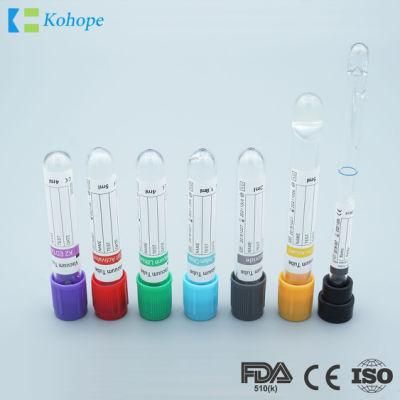 Medical Disposable Vacuum Blood Collection Tube, High Quality Vacuum Tube for Hospital, Color Code Cap