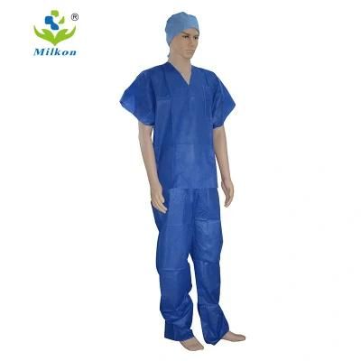 Medical Nonwoven V Neck T-Shirt with Short Sleeves Disposable Scrub Suits