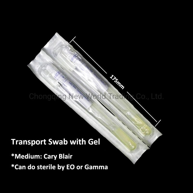 Medical Disposable Wooden Plastic Stick Stuart Transport Swab with Charcoal