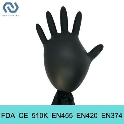 Black Disposable Powder Free Nitrile Medical Examination Gloves