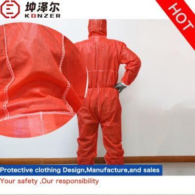 Breathable Spunbond and Film PPE Overall Protective Clothing Valgus Against Solid Particulars