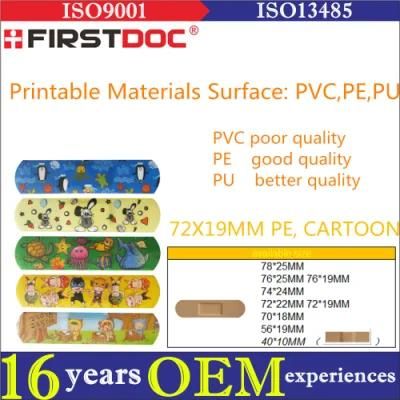 OEM Cartoon Printing Standard Size PE Adhesive Bandages (72*19mm)