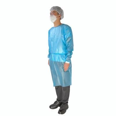 Xiantao Factory PP+PE Non Woven Disposable Visit Gown / Working Clothes Isolation Gown/ En13795 AAMI Level 2