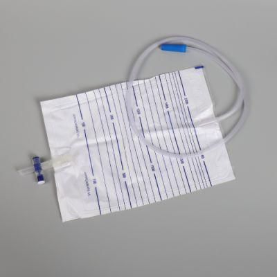 90cm Length Tube 2000ml Medical Grade PVC Adult T Outlet Bed/Urine Bag