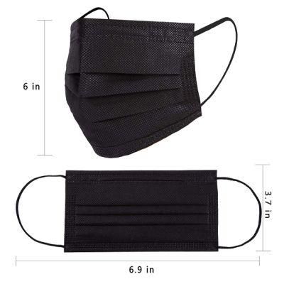 3-Layer Black Disposable Mask Earloop Non-Woven Civil Mask
