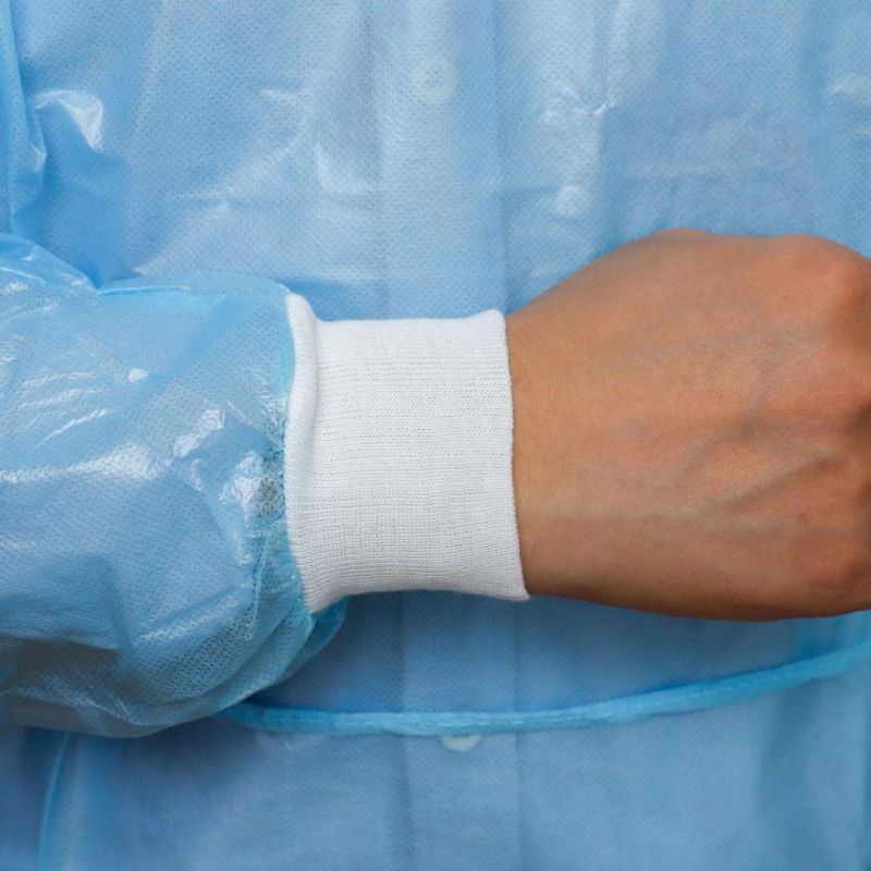 Disposable Non-Woven Elastic Cuff PP 25GSM Isolation Gown Protective Clothing