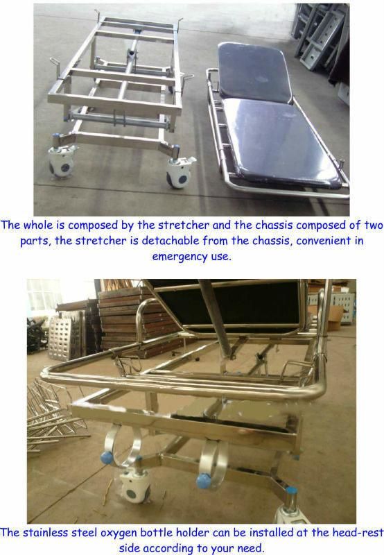 Hospital Rise-and-Fall Stainless Steel Transport Patient Stretcher (THR-E-5)
