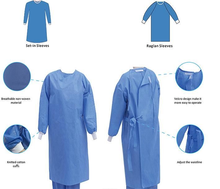 Custom Breathable Antibacterial Fluid-Resistant Disposable Surgical Gowns