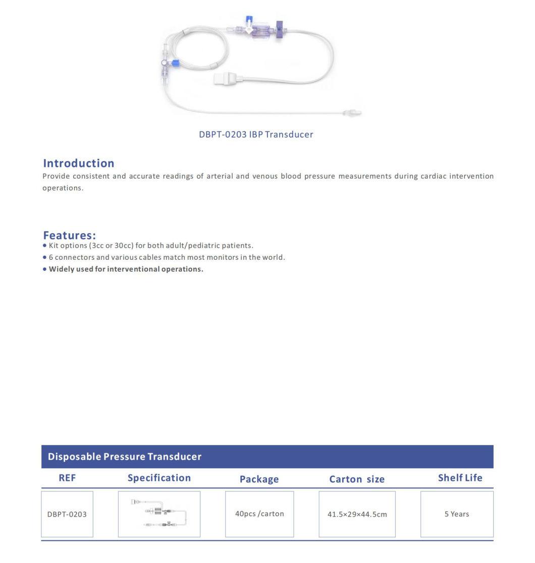 ISO, CE & FDA 510K. Single, Double and Triple Lumen Disposable Blood Pressure Transducer