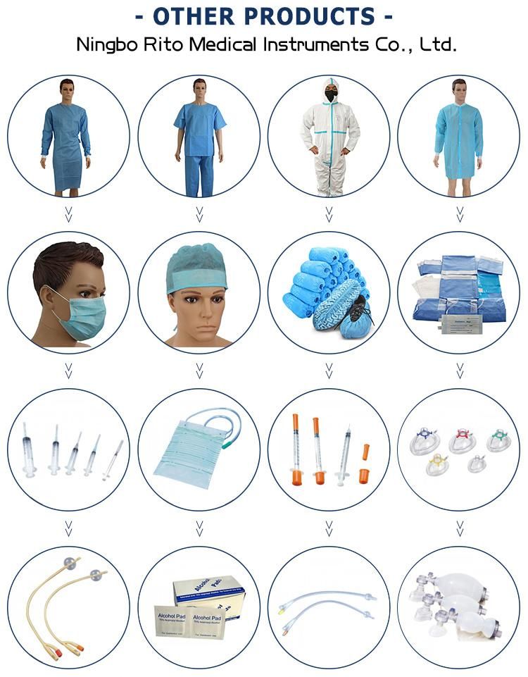 Sterile Surgical Gown Coverall with Hood Non-Woven Waterproof Blue Disposable Isolation Gown