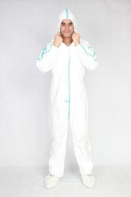 China White Polypropylene Nonwoven Type 4/5/6 Waterproof Safety Non Woven SMS Microporous Protection PPE Suit Disposable Coverall,