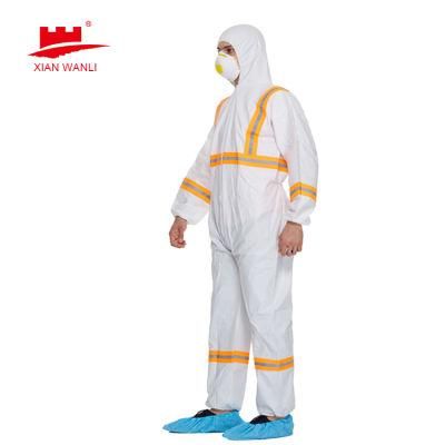 White High Quality Non Woven Disposable Overalls SMS Coveralls Workwear Microporous Coveralls with Hood