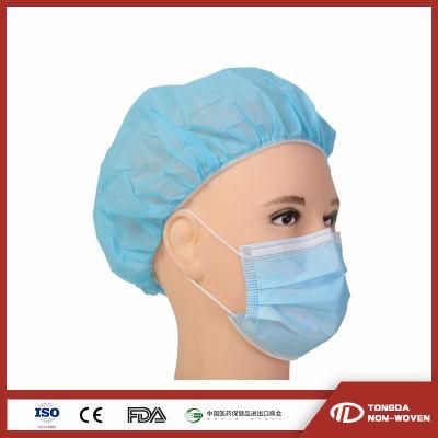 Disposable Hat Non Woven Cap White Polypropylene PP Cleaning Pleated Disposable Mob Cap Hairnet with Double Elastic